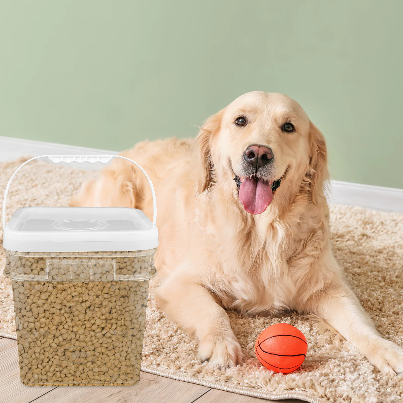 

2PCS Food Grade Sealed Buckets 10L Square Containers White PP Material Pet Food Container Dog Snack Bin Storage Box