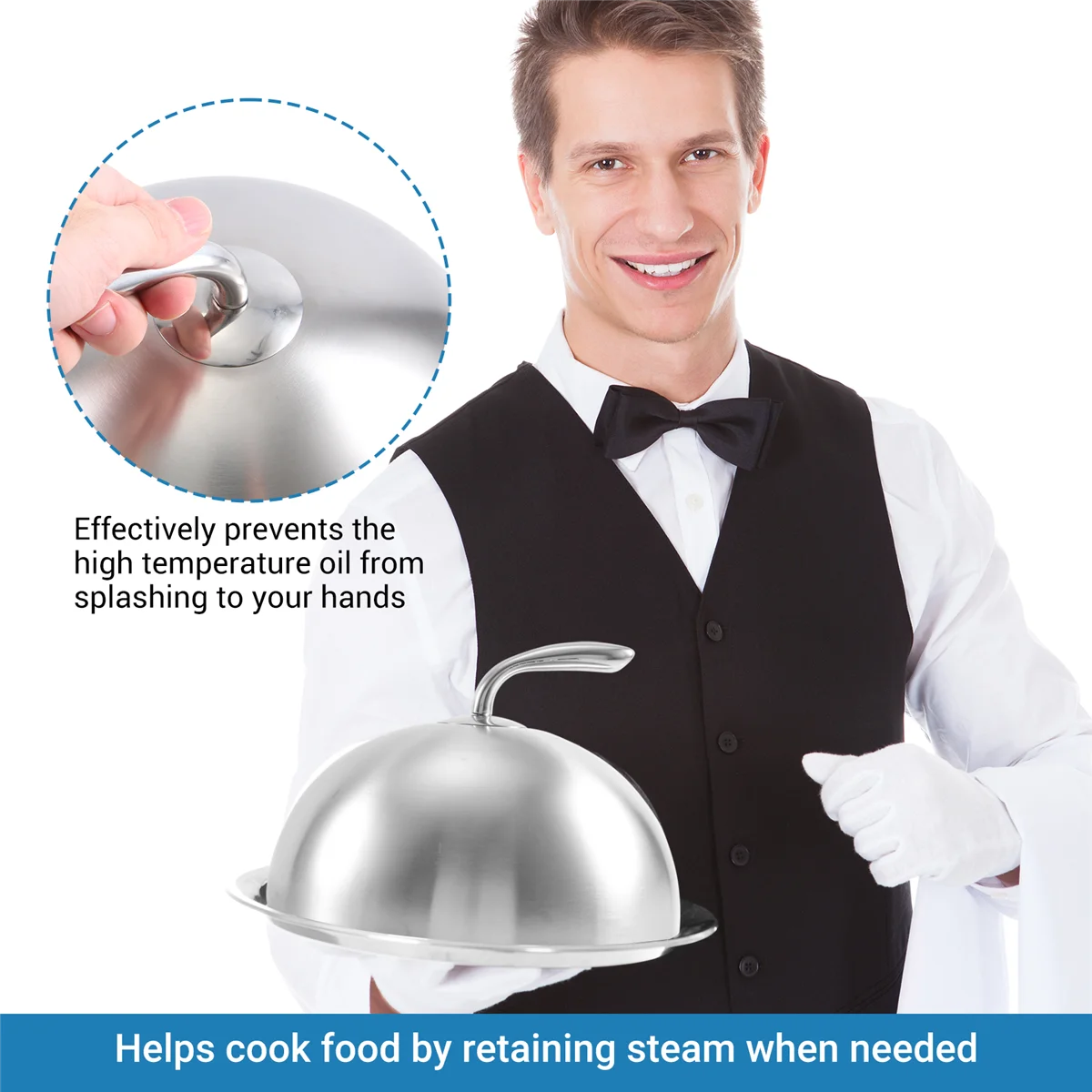 شريحة لحم غطاء 1 قطعة 24 سنتيمتر الفولاذ المقاوم للصدأ غطاء شريحة لحم تيبانياكي قبة غطاء طبق المنزل جولة النفط برهان وجبة غطاء للطعام المطبخ الطبخ