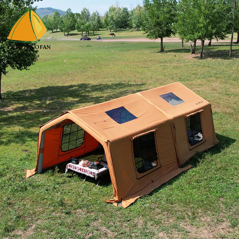 

Large Inflatable Ridge Tent With Vestibule 6-8 Person Waterproof & Windproof Family Camping Tent for Glamping & Export Events