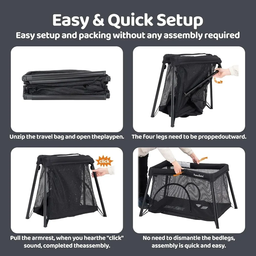 トラベルベビーベッド 軽量プレイヤード ベビーサークル ベビーベッド付き ポータブルミニプレイヤード
