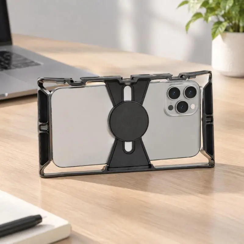 Hard Plastic Smartphone Video Cage with Phone Mount, Two Side Grips and Accessory Interfaces for Handheld or K1KF
