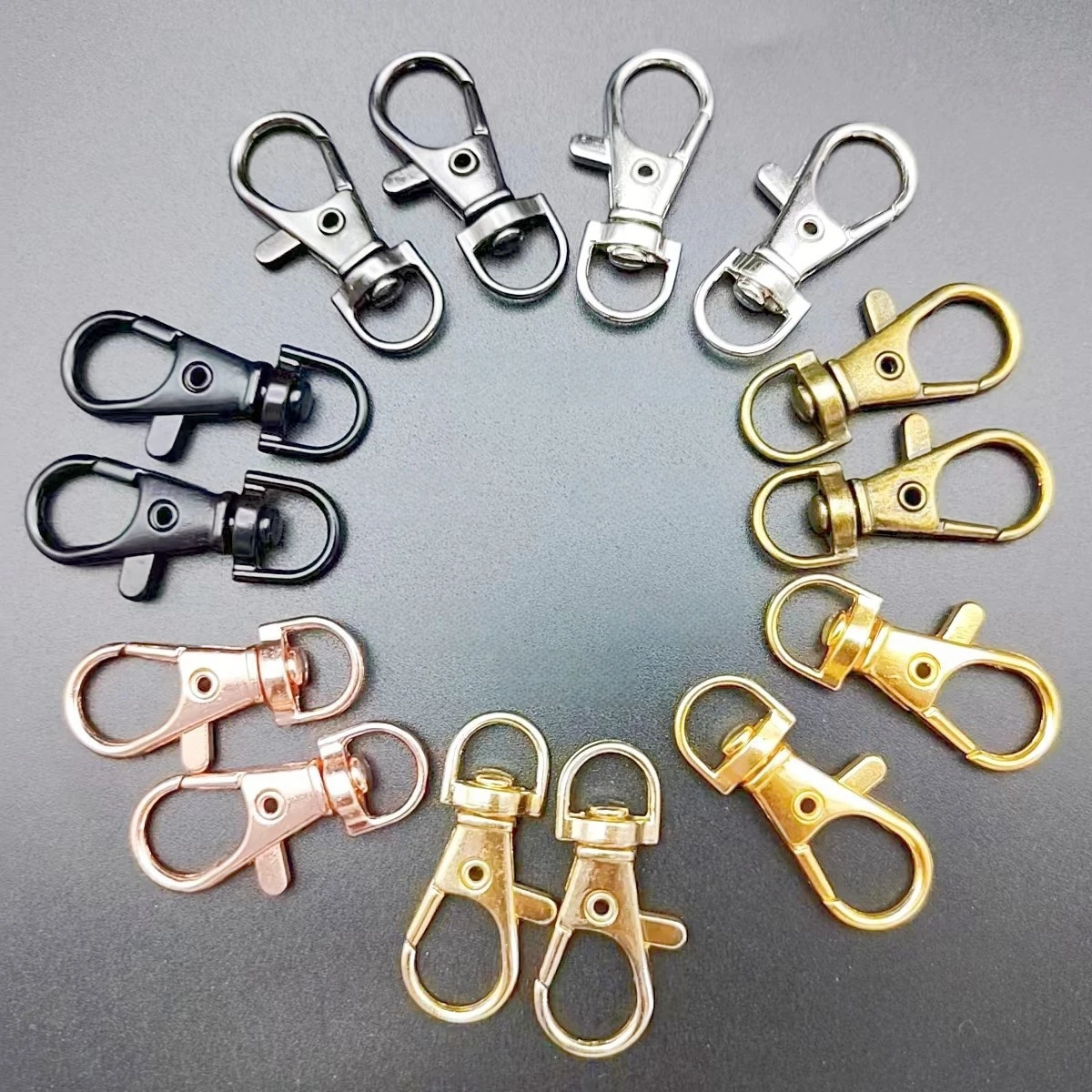 10 Stück Legierungs-Drehkarabinerhaken D-Ring Karabiner Schlüsselanhänger Gürtelschnalle Zubehör für DIY-Bastelarbeiten Schmuck Lanyard Kette – Detail 7