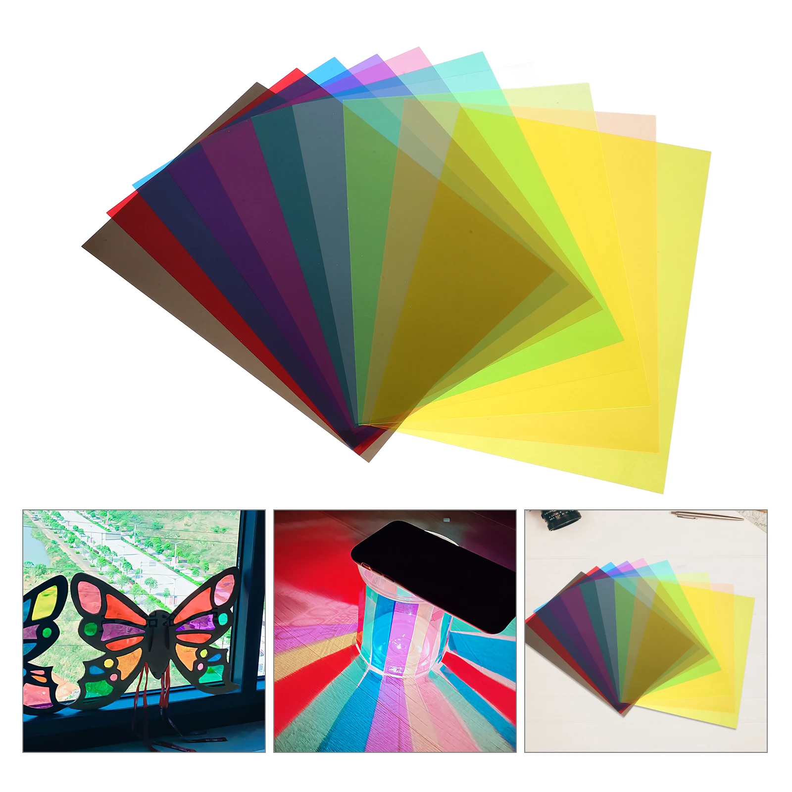 

10pcs A4 PVC Film Sheets Multicolor Durable Transparent Craft Projects DIY Decorations Cellophane Wrap Window Tinting Solid