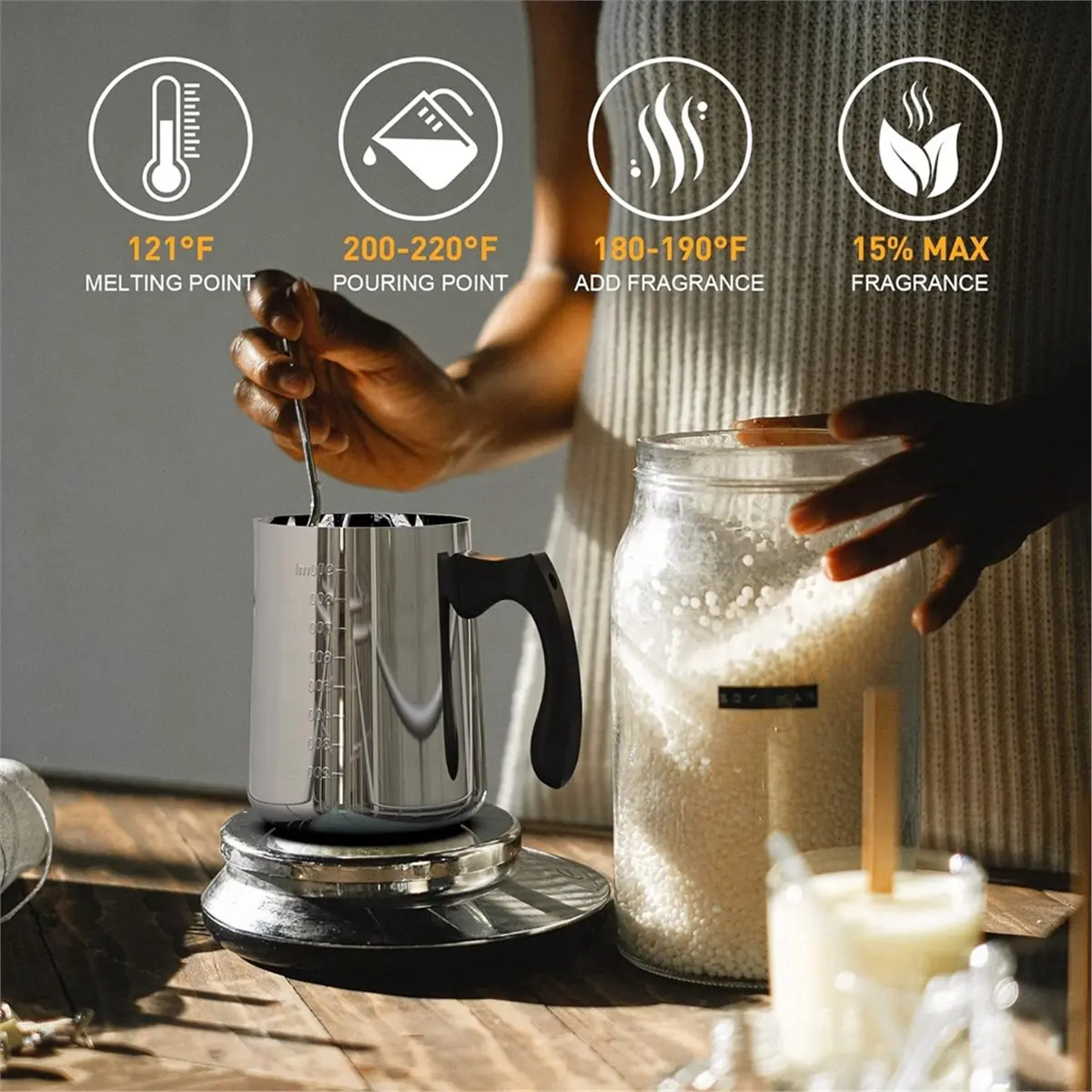 Candle Making Kit Supplies for Beginners,Soy Wax DIY Candle Making for Adults,with Candle Make Pouring Pot, Candle Wicks