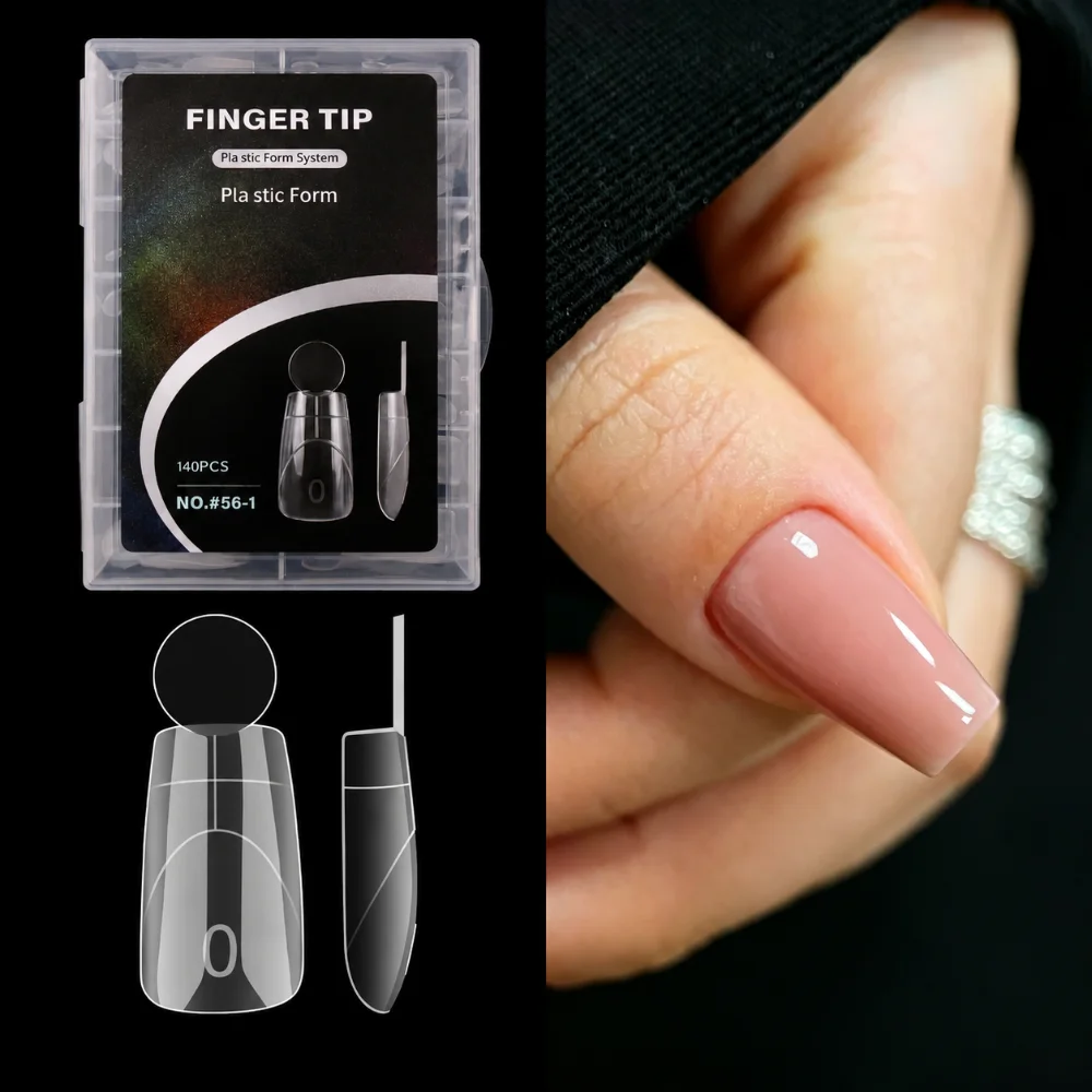 14 Sizes French Nail Dual Forms with Inner French Line Disposable Full Cover Dual Nail Molds Quick Extension