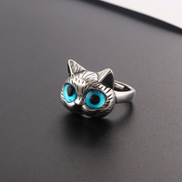 Cubic Fat Cat Blue Eyes Cute Ring Alloy Couple Rings for Men and Women