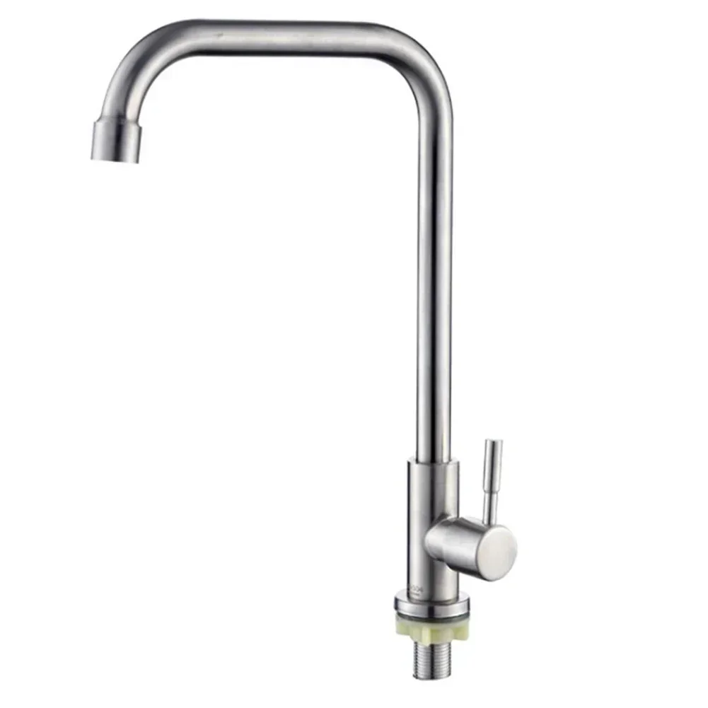 Grifo de cocina de acero inoxidable 304, giratorio, curvatura en forma de 7, Solo Frío, adecuado para cocinas, Bar y baño, 1 Uds.