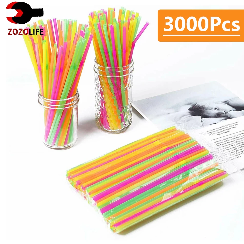 50/3000Pcs Multicolor&Black Drinking Straw Milk Tea Bar Party Wedding Kitchen Cocktail Rietjes Drinking Beverage Straws