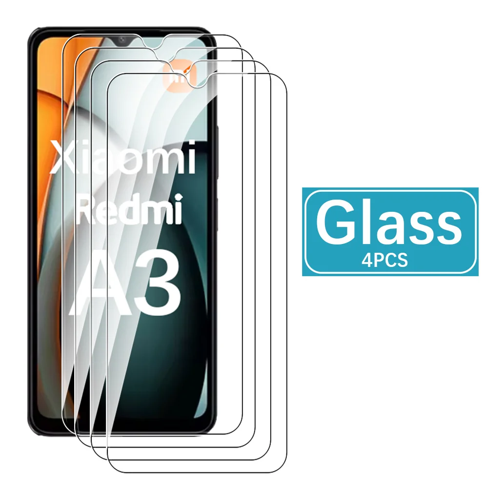 4Pcs RedmiA3 Glass For Xiaomi Redmi A3x Tempered Glass Redmy A1 A1+ A2 A2+ Plus Redmi 10C 12C 13C 14C 9H Cover Screen Protector