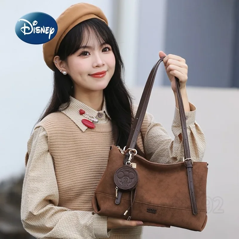 Disney Mickey New Women's Shoulder Bag Luxury Brand Original Cartoon Women's Handbag Retro Fashion Women's Bag High Quality