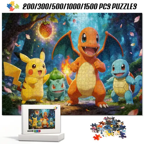 Pokemon Pikachu Cartoon Jigsaw Puzzle Educational Diy Assembly Toys Anime Game for Children Adults Creative Best Handmade Gift