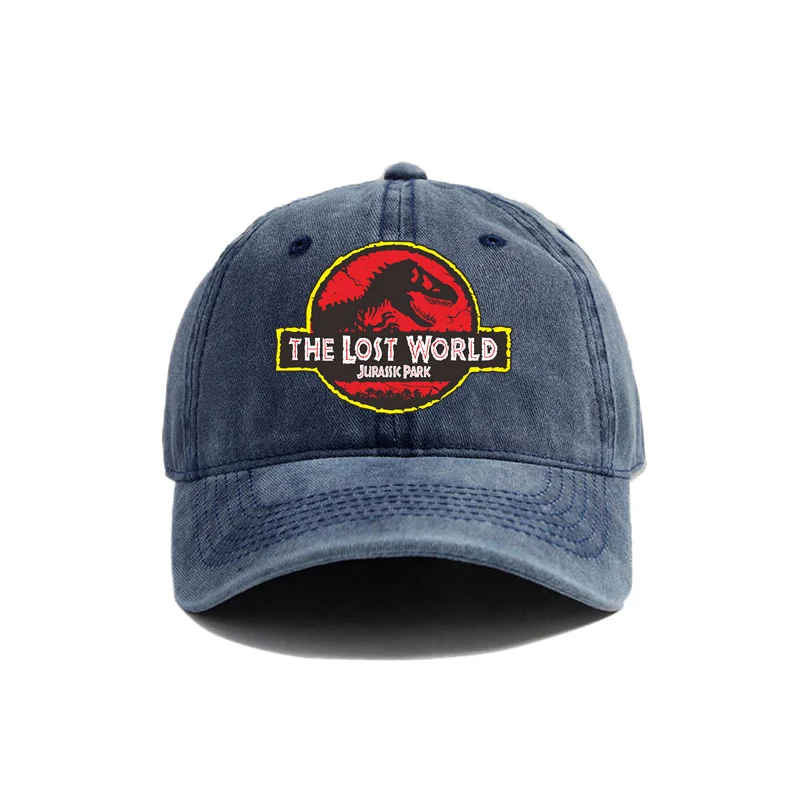 Jurassic Park Baseball Cap Distressed Hats Cap Dinosaur Men Retro Outdoor Summer Adjustable Hat