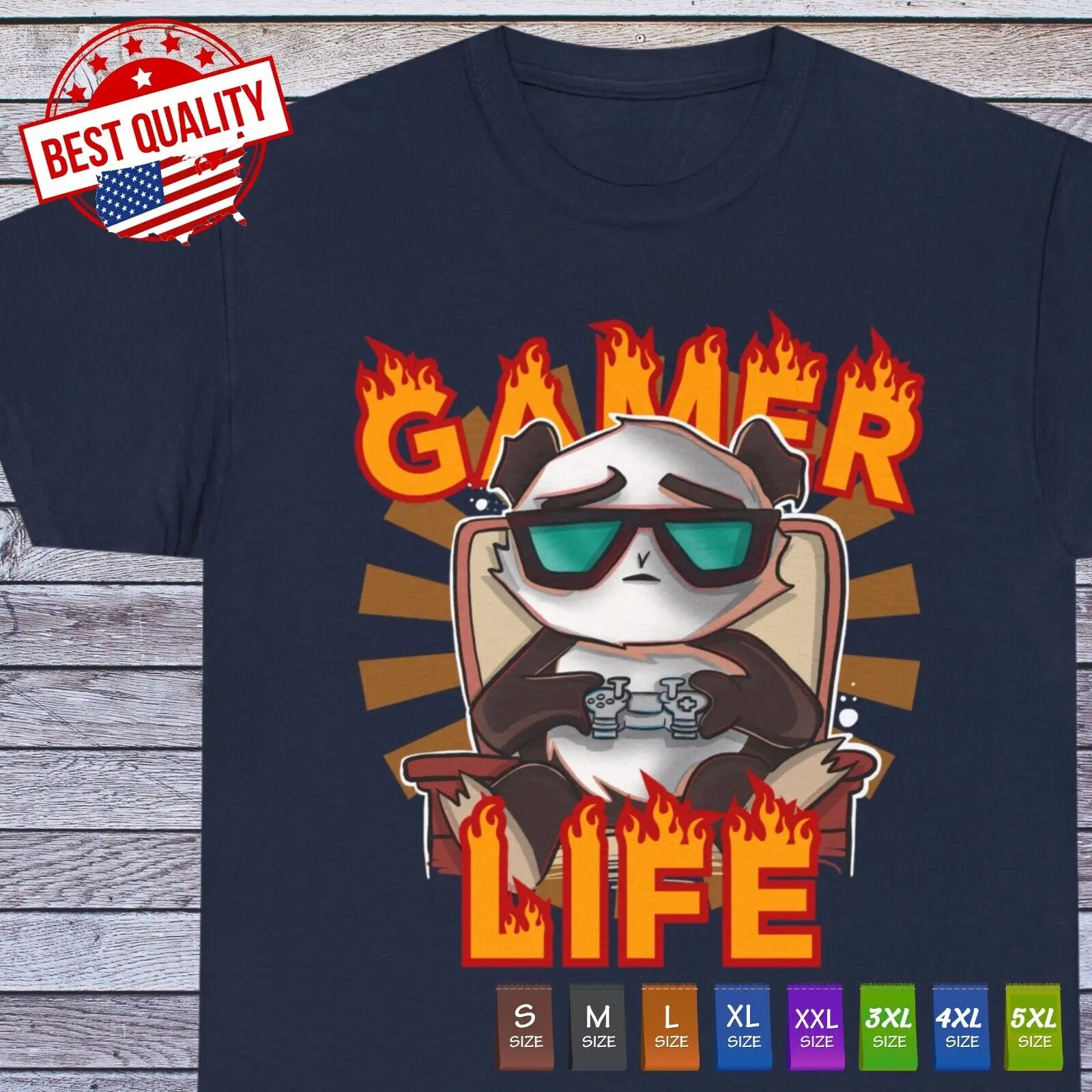 Gamer Life T Shirt, Gaming Lover Panda Gaming Console Pattern Clothing