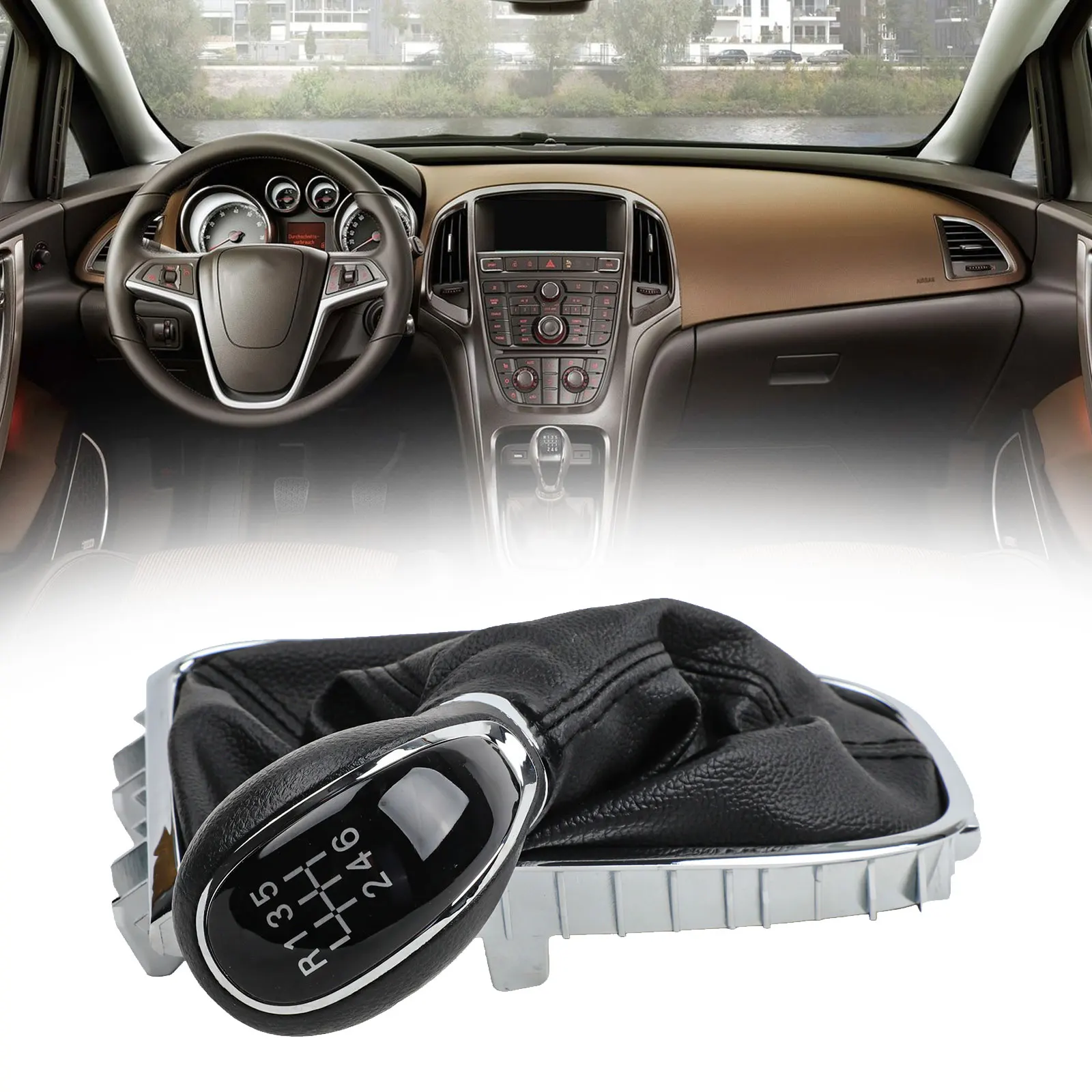 For Excelle For OPEL FOR Astra 2009-14 6 Speed Gear Shift Knob With Gear Shift Knob Auto Lever Shifter-Stick Gaiter Boot Cover