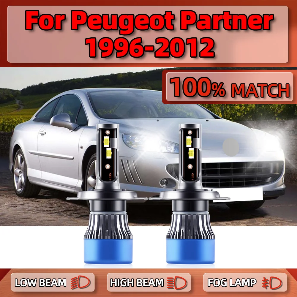 20000LM H4 LED Headlights Bulbs 120W CSP Chip Car Lights Plug and Play 6000K For Peugeot Partner 1996-2008 2009 2010 2011 2012