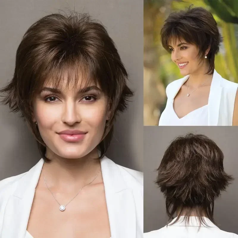 Women's Fashion Short Synthetic Wigs Pixie Cut Blonde Ombre Hair Costume Party Female Natural Curly Wavy Wig image 6