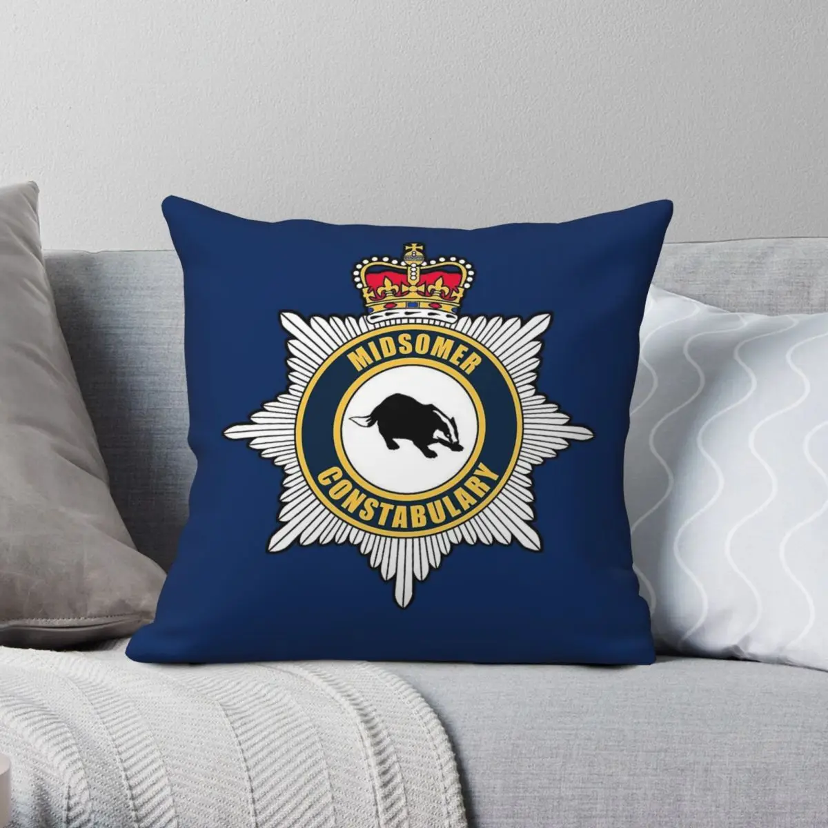 Midsomer Murders Midsomer Constabulary Square Pillowcase Polyester Linen Velvet Pattern Pillow Case Car Cushion Cover 45x45