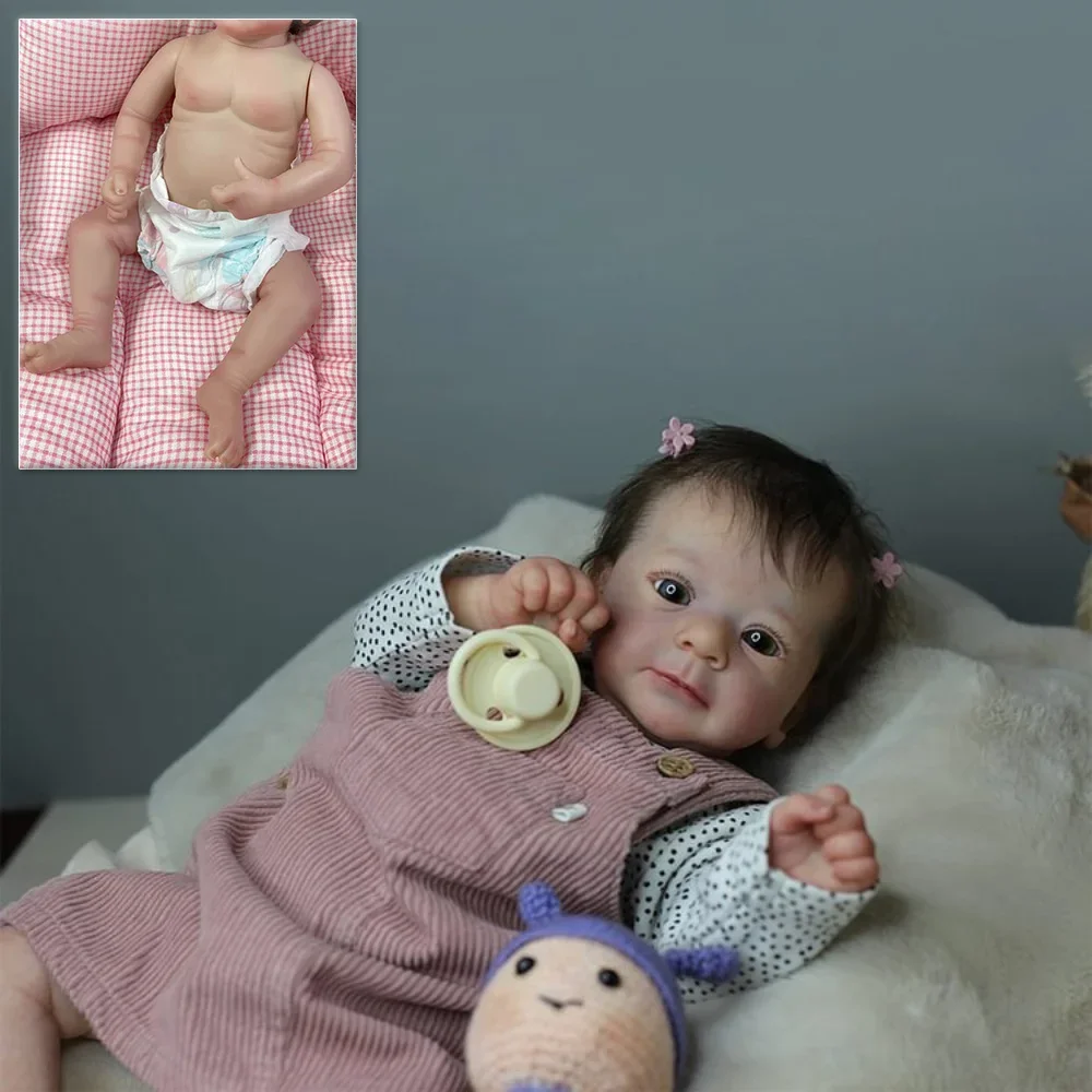 

48CM Felicia Newborn Baby Doll Reborn Dolls Full Silicone Body Flexible 3D Skin Tone with Visible Veins Hand Root Hair Doll