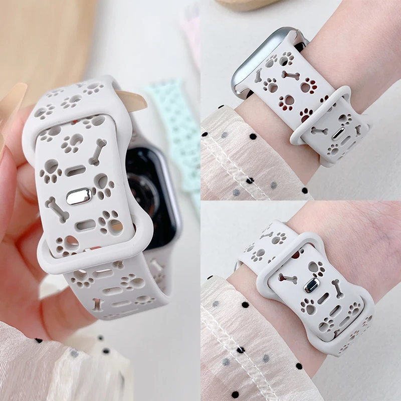 Dog Paw Silicone Strap for Apple Watch Band 49 46mm 45 44 41mm 40 38mm Correa Bracelet for Series 11 10 9 8 7 6 5 4 3 SE Ultra3 - view 4