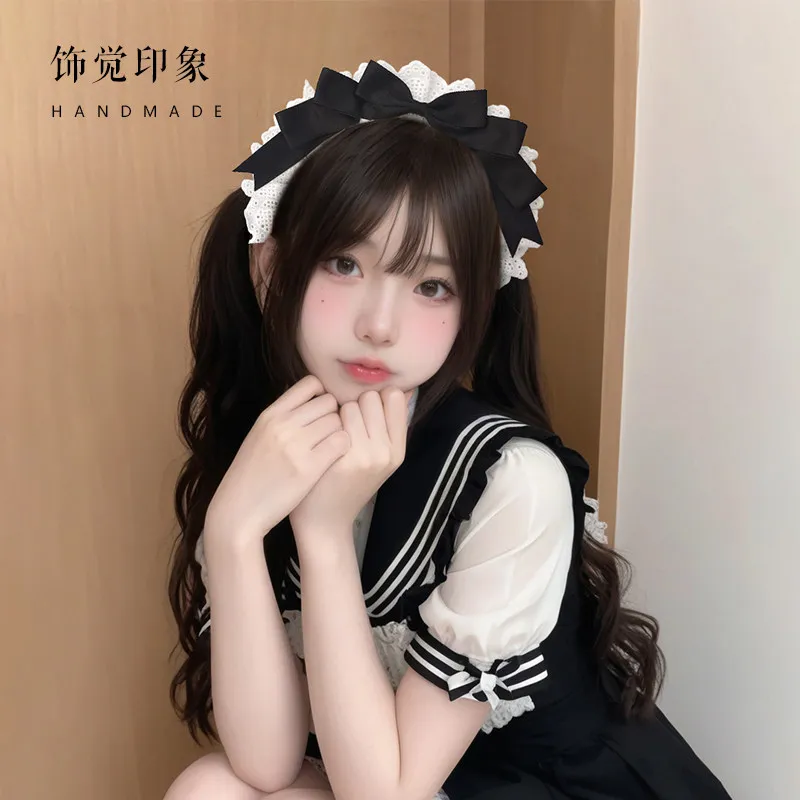 Retro Classic Color Headband Bow KC Loli Maid Headwear Doll Sense Lolita Headwear