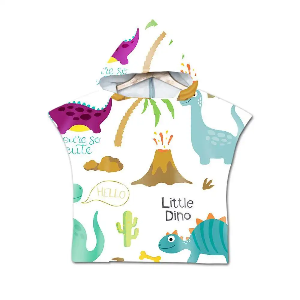 Cartoon Kids Cape Hooded Bath Towel Soft Absorbent Children's Beach Towel Printed Design Beach Cloak for Little Ones