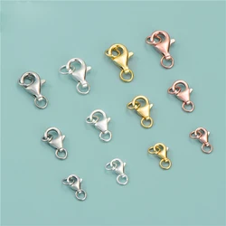 100% 925 Sterling Silver Lobster Clasps 8mm 9mm 10mm Silver Spring Clasps Hooks Fit Necklace Bracelets DIY Fine Jewelry Making