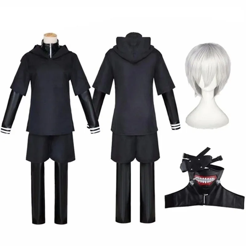 Tokyo Ghoul Kaneki Ken Cosplay Costume Adult Men Boys Black Jumpsuit Battle Uniform Halloween Carnival Costumes