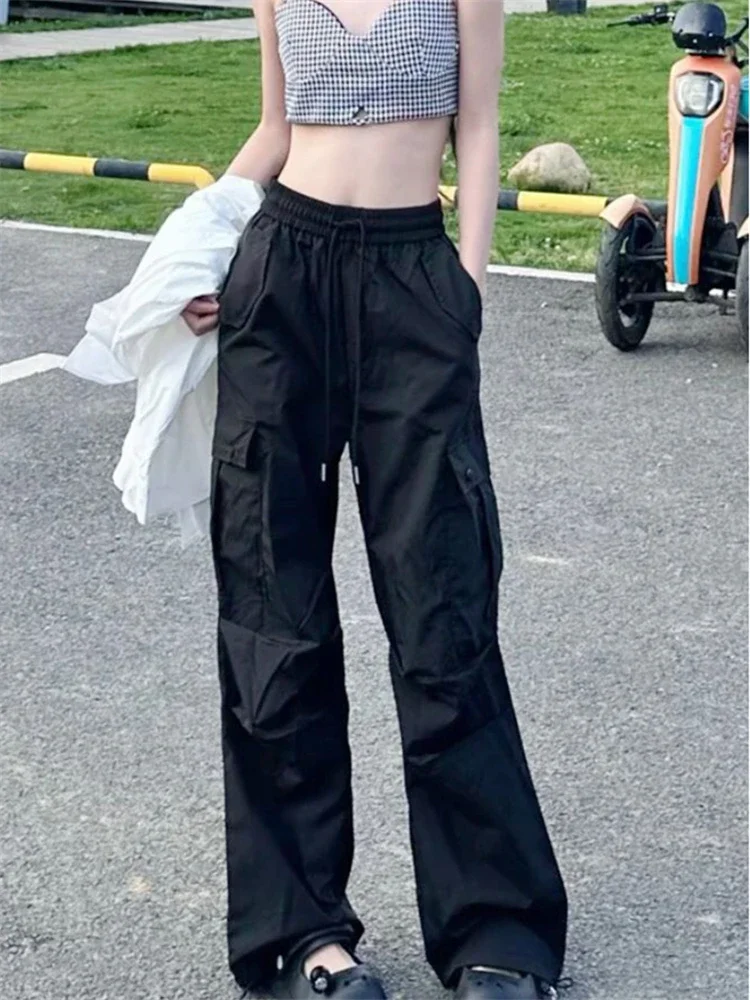 

Womens Cargo Pants Elastic High Waist Wide Leg Trousers Straight Leg Joggers Outfits Baggy Wide Leg Sweatpants Oversized Pants