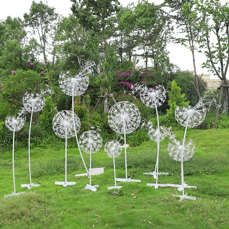 Outdoor stainless steel hollow dandelion sculpture lawn garden landscape wrought iron ornament