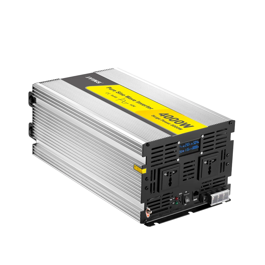 

Солнечный инвертор 4 кВт, автономный, чистая синусоида, с ЖК-дисплеем, 12В/24В/48В/110В/230В/4000В, преобразователь напряжения
