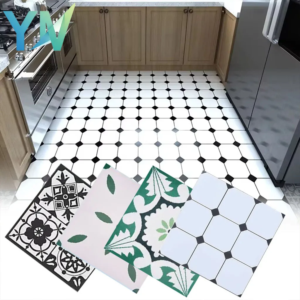 10PCS Waterproof Self Adhesive PVC Flooring for Kitchen Bathroom Balcony Stone Plastic Tile Sticker Easy Peel and Stick Durable