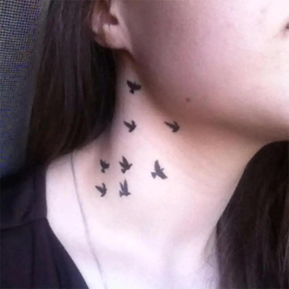 Female Fashion Birds Fly Temporary Waterproof Tattoo Sticker Body Art Decal Waist Waterproof Colorful Temporary Tattoo Sticker N