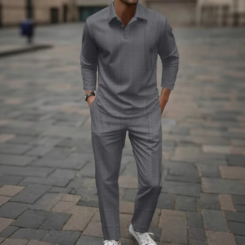 طقم قميص وبلوط بأكمام طويلة للربيع والخريف من AmazonPOLOMen