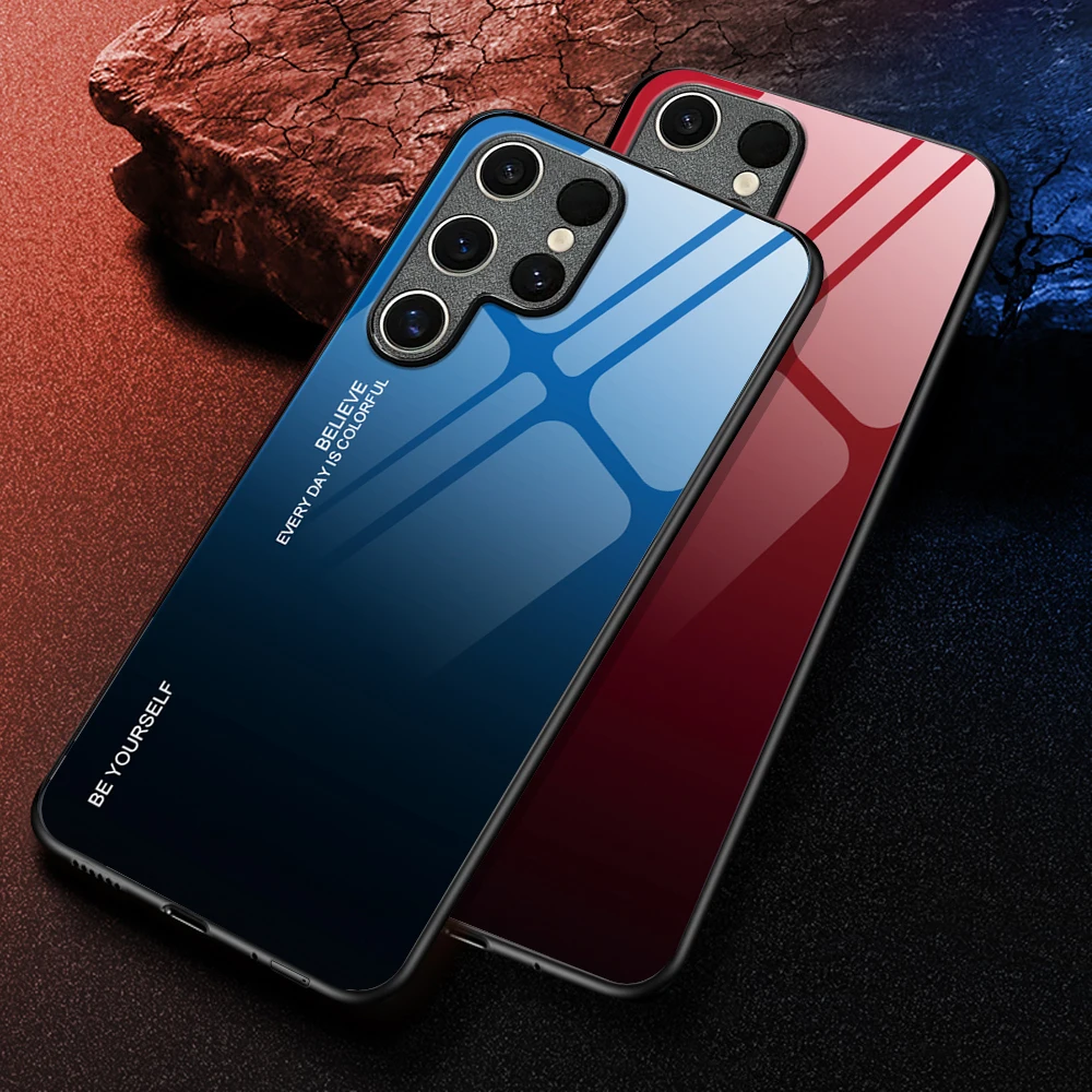 삼성 S24 울트라 케이스, 삼성 갤럭시 S22, S23, S24 울트라 플러스, S20 FE, S10E, S9 후면 커버, 럭셔리 강화 유리 휴대폰 쉘