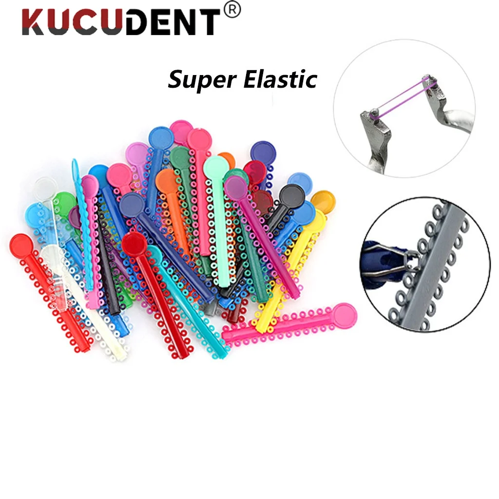 1040Pcs=40Sticks Dental Orthodontic Elastic Ligature Ties Colorful Band Rings for Teeth Braces Dentist Ortho Treatment Materia