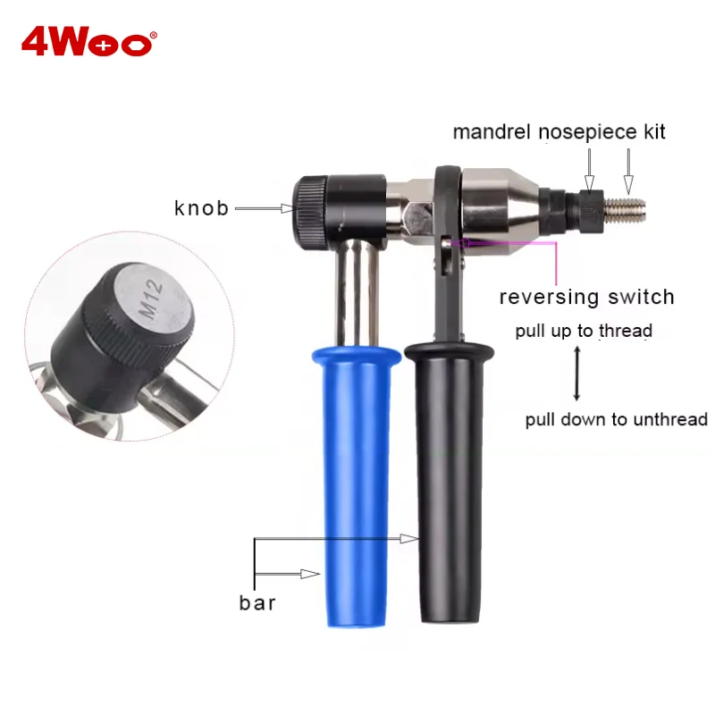 Special Design Manual Riveting Stud Tool Short-bodied Manual Ratchet Rivet Nut Gun for M6-M12 M5-M8 Rivet Stud view 6