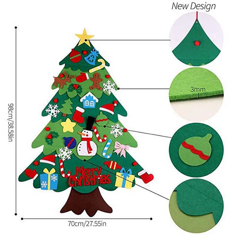 DIY Felt Christmas Tree ตกแต่งคริสต์มาสสําหรับ Home Navidad 2025 ปีใหม่เครื่องประดับคริสต์มาส Santa Claus Xmas เด็กของขวัญ