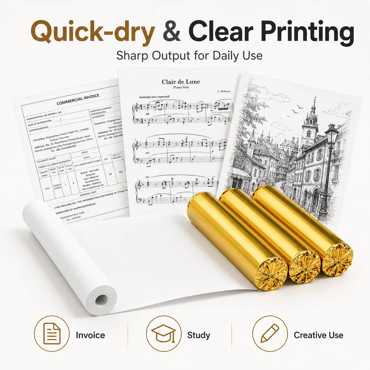 A4 Thermal Paper for Barcode Printing Inkless Smooth Thermal BPA-Free Folded Direct Printable Sheets Compatible with A4 Printer