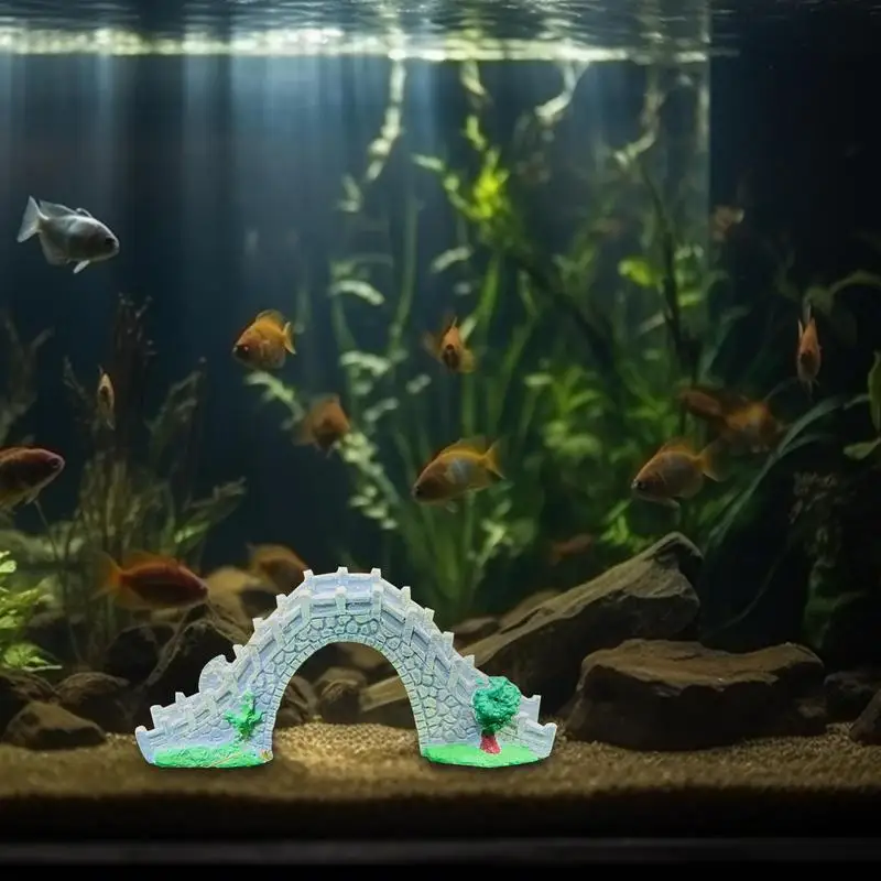 Vintage Fish Tank Decor Bridge Landscape Ornaments Pavilion PVC Artificial Bridge Pet Supplies Home Fish Tank Aquarium Decor