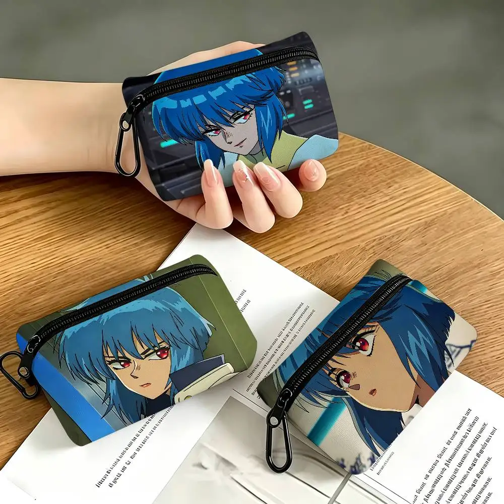 1pc G-host In The Shell Coin Purse With Carabiner Hook Portable Key Card Wallet Small Zipper Storage Pouch
