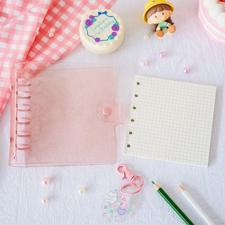 A7 Transparent Sparkling Storage Book Pink Slip Pocket Sparkling Shell Square Loose-leaf Book Hand Account Collage Book