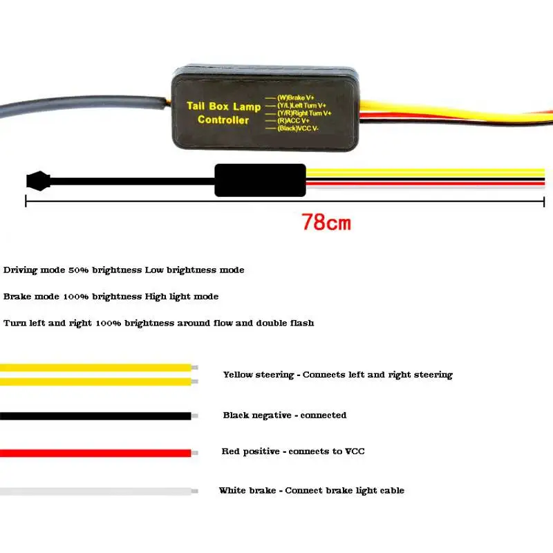 90cm/100cm Auto High Mount Brake Stop Lights Rear Additional Stop LED Lights Turn Signal Flashing DRL Running Lamp Strips