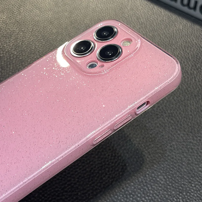 glisten paillettes silicone caso macio para iphone 15 16 pro max 14 13 12 11 xr xs 7 8 plus geléia doce cor à prova de choque capa