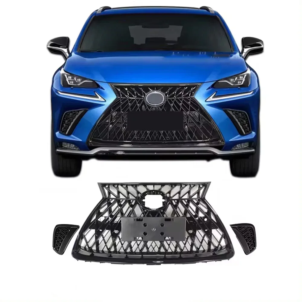 Glossy Black Radiator Grilles TRD Style For 2015-2020 Lexus NX200 NX300 Bumpers Body Kit Hood Gloss Black Car Accessories