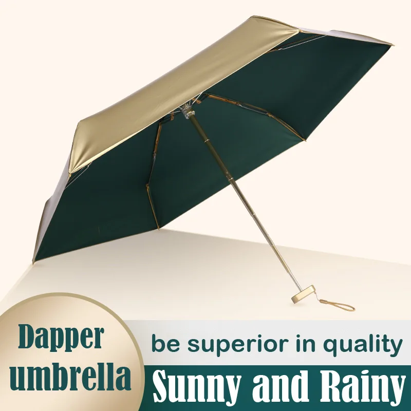 

2022 New Titanium small portable manual sunshade, sunscreen 5 Folding Sun Umbrellas UV protection rainy and rainy sun umbrella