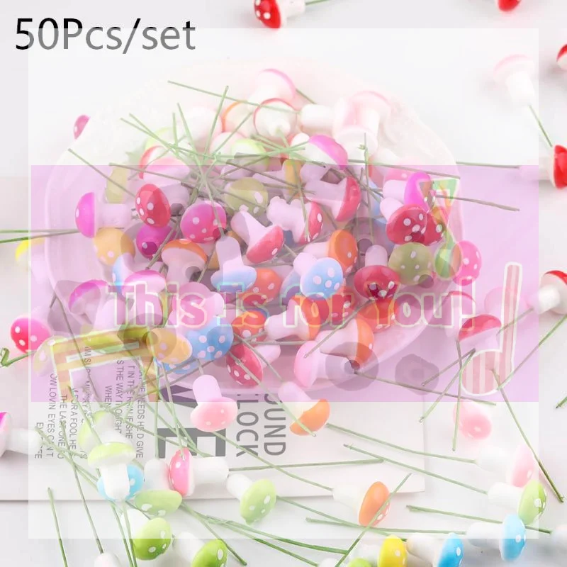 【MA】50pcs Colorful Mini Foam Mushroom Artificial Plant Ornaments For Bonsai Pots Fairy Garden Micro Landscape DIY Craft Decor