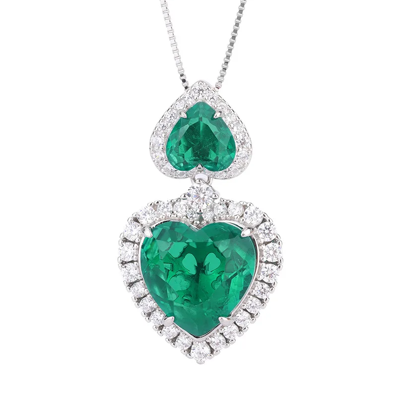 Gold-Plated Jewelry European and American Necklace for Women, Gemstone Heart-Shaped Diamond Pendant, Main 15*15 9*9