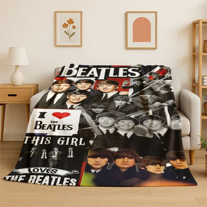 HD B-Beatles Rock Band Star Flannel Blanket Soft Warm Throw Blanket for Bedroom Living Room Bed Travel office Picnic Fest Gift