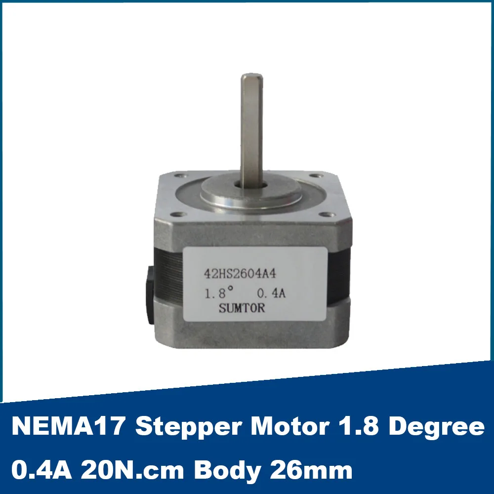 NEMA17 Two-phase Four-wire Stepper Motor 0.4A Body 26mm 1.8 Degree 20N.cm Shaft 5mm12V 24V Micro Hybrid Motor