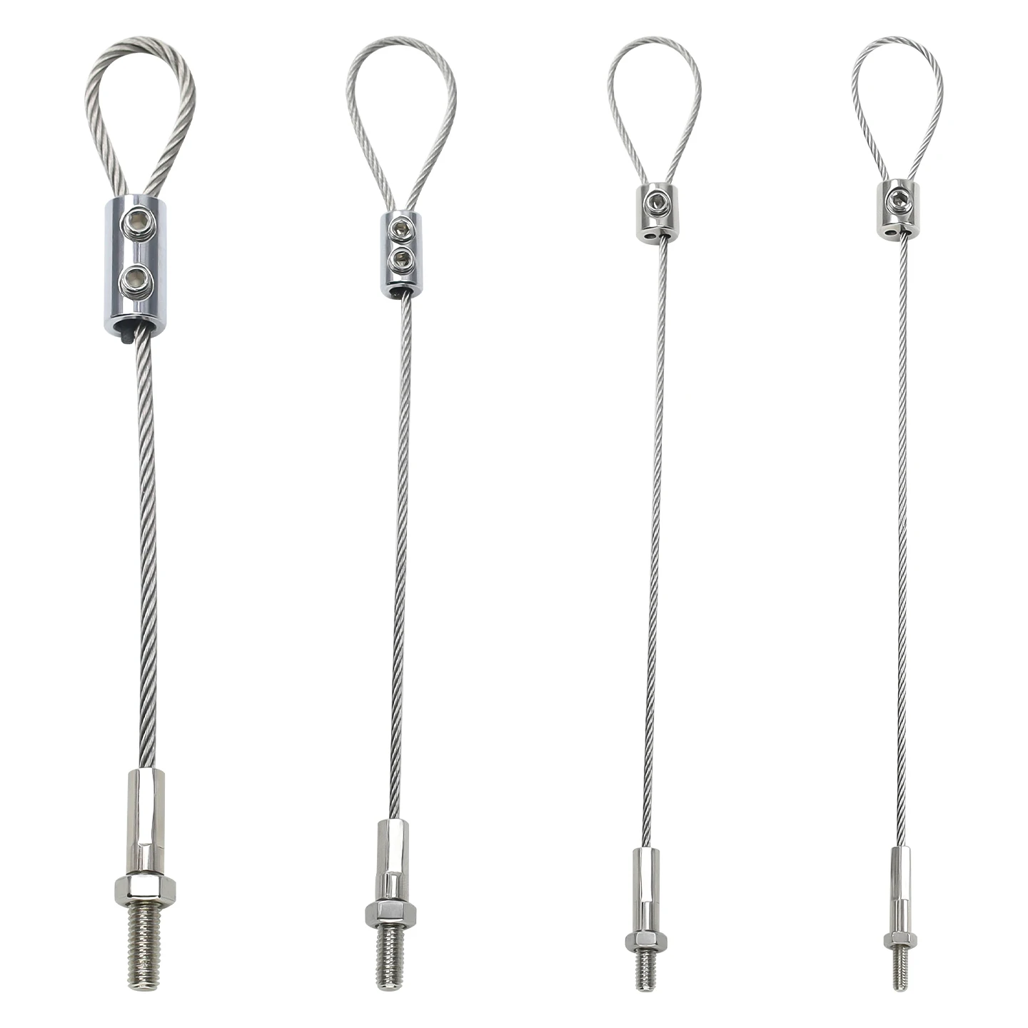 2PCS Adjustable Steel Cable Rope, Suspension Kit, 1.5/2/3mm Stainless Steel Wire Rope with Double Hole Rope Clamp